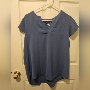 Adrianna Papell Slate Blue V-Neck Blouse
